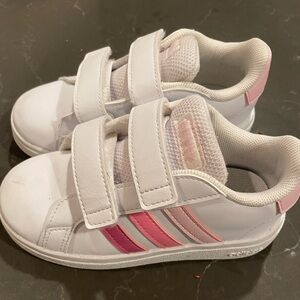 Adidas White and Pink Kids Shoes